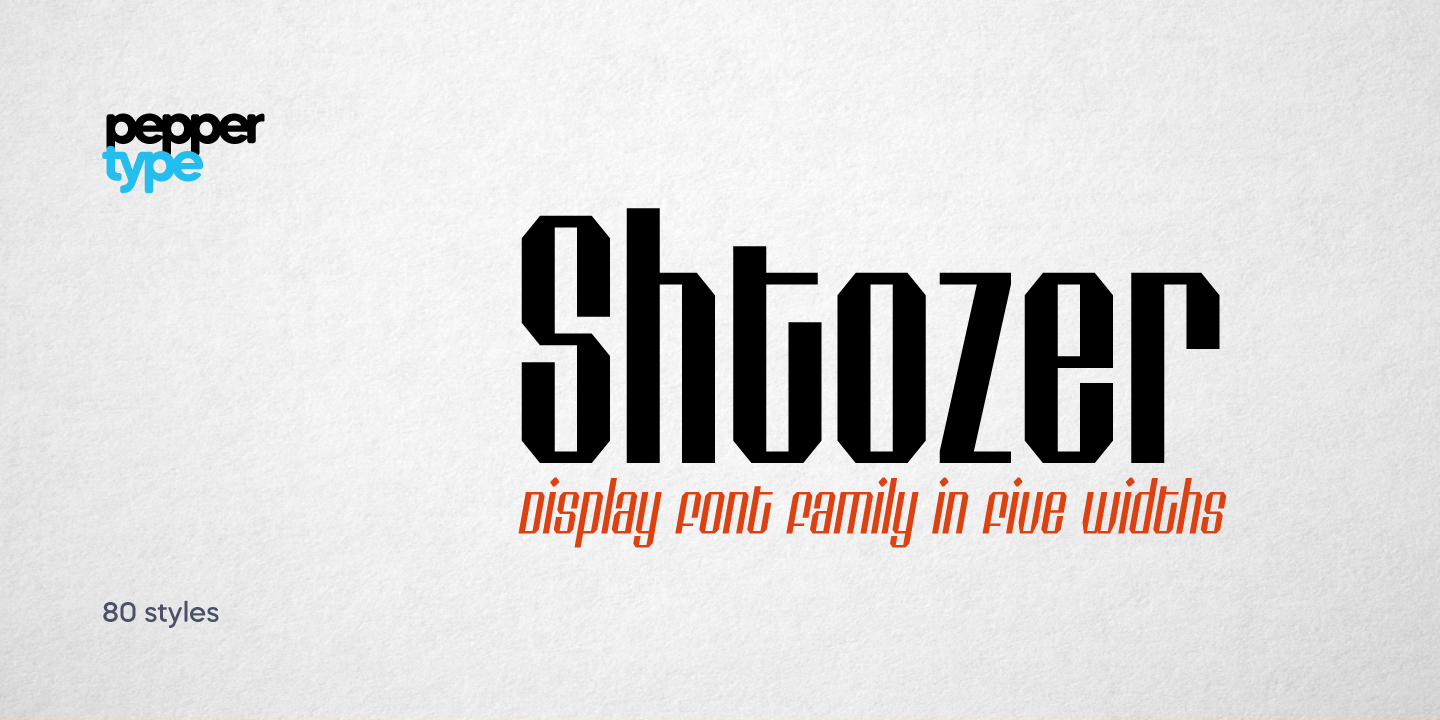 Ejemplo de fuente Shtozer 800 Condensed Oblique